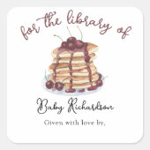 Waterverf Pannenkoeken Baby shower boekenplaat Vierkante Sticker (Voorkant)