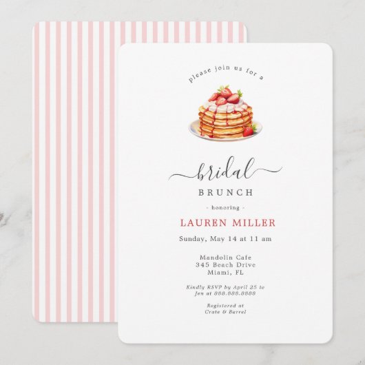 Waterverf Pannenkoeken Bruids Brunch Shower Kaart (Voorkant / Achterkant)