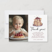 Waterverf pannenkoeken eerste verjaardagsfeestje bedankkaart (Voorkant)