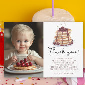 Waterverf pannenkoeken eerste verjaardagsfeestje bedankkaart