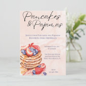 Waterverf Pannenkoeken en Pyjama Feest Kaart (Staand voorkant)