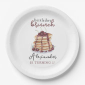 Waterverf Pannenkoeken Verjaardagsfeest Papieren Bordje (Voorkant)