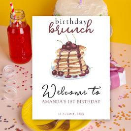 Waterverf Pannenkoeken Verjaardagsfeest Poster