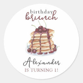 Waterverf Pannenkoeken Verjaardagsfeest Ronde Sticker