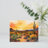 Waterverf Panorama van de Sonora Woestijn Briefkaart (Staand voorkant)
