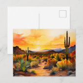Waterverf Panorama van de Sonora Woestijn Briefkaart (Voorkant / Achterkant)