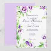 Waterverf Pansies bruiloft Kaart (Voorkant / Achterkant)