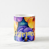 Waterverf Pansies gepersonaliseerde mok (Center)