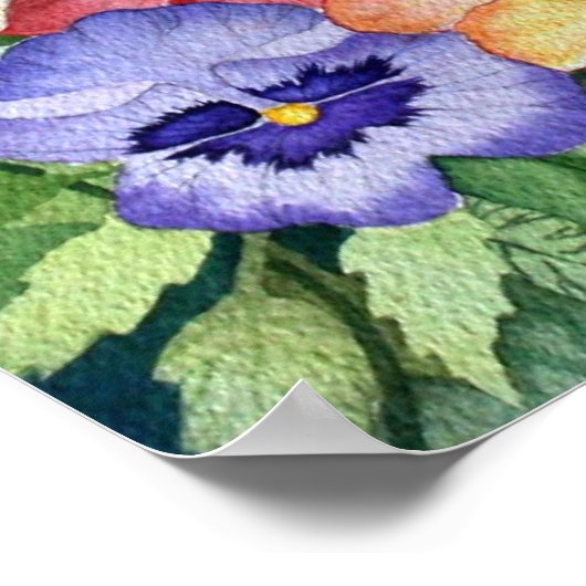 Waterverf Pansies II Kunstafdrukken Poster (Hoek)