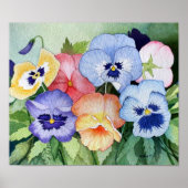 Waterverf Pansies II Kunstafdrukken Poster (Voorkant)