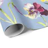  Waterverf Pansies Patroon Cerulean Blue Cadeaupapier (Rol Hoek)