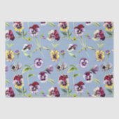  Waterverf Pansies Patroon Cerulean Blue Tissuepapier (Voorkant)