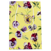 Waterverf Pansies Patroon op Geel Medium Cadeauzakje (Voorkant)