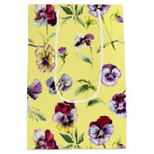 Waterverf Pansies Patroon op Geel Medium Cadeauzakje (Achterkant)