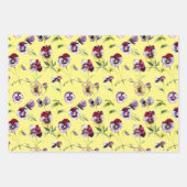 Waterverf Pansies Patroontrio Inpakpapier Vel (Voorkant 3)