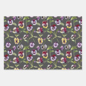 Waterverf Pansies Patroontrio Inpakpapier Vel (Voorkant 2)