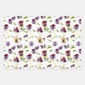 Waterverf Pansies Patroontrio Inpakpapier Vel (Voorkant)