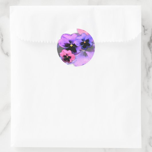 Waterverf Pansies Ronde Sticker (Tas)