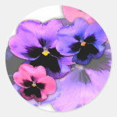 Waterverf Pansies Ronde Sticker (Voorkant)
