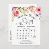 Waterverf Pansies Weddenschap Opslaan Datum kalend Aankondigingskaart (Voorkant / Achterkant)