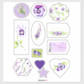 Waterverf Pansy and Blueberry Scrapbook Sticker (Vel)