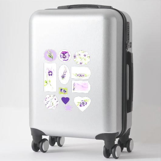 Waterverf Pansy and Blueberry Scrapbook Sticker (Koffer)