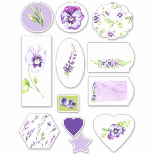 Waterverf Pansy and Blueberry Scrapbook Sticker (Voorkant)