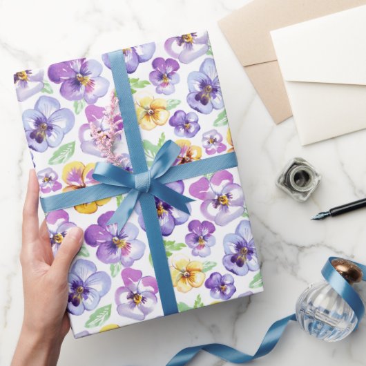 Waterverf Pansy Flowers Cadeaupapier (Geschenken)