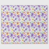Waterverf Pansy Flowers Cadeaupapier (Vlak)