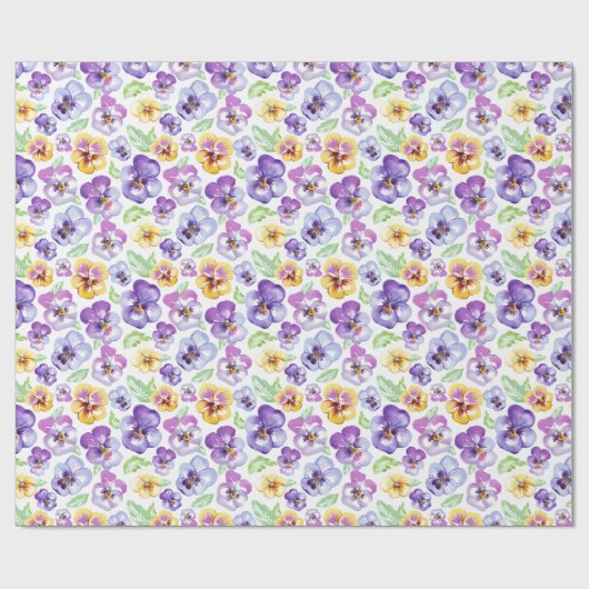 Waterverf Pansy Flowers Cadeaupapier (Vlak)