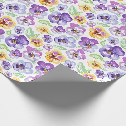 Waterverf Pansy Flowers Cadeaupapier (Hoek)