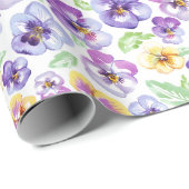 Waterverf Pansy Flowers Cadeaupapier (Rol Hoek)