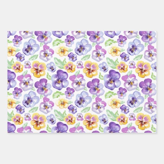Waterverf Pansy Flowers Inpakpapier Vel (Voorkant)