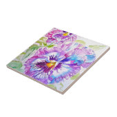 Waterverf Pansy Paarse Bloem Bloem Roze Geel Tegeltje (Zijkant)