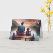 Waterverf Pap en Jongen Vist Kaart (Gele Bloem)