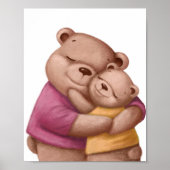 Waterverf Papa Beer Hug | Beer wandafdrukken Poster (Voorkant)