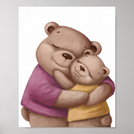 Waterverf Papa Beer Hug | Beer wandafdrukken Poster (Voorkant)