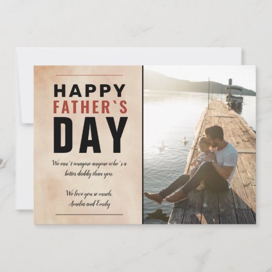 Waterverf Papa Happy Vader's Dag Foto Feestdagenkaart (Voorkant)