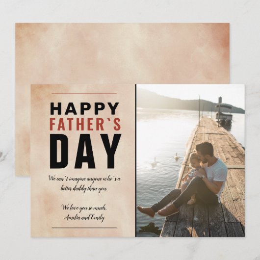 Waterverf Papa Happy Vader's Dag Foto Feestdagenkaart (Voorkant / Achterkant)