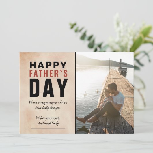 Waterverf Papa Happy Vader's Dag Foto Feestdagenkaart (Staand voorkant)