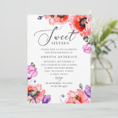 Waterverf papaver 16. 16de verjaardag van legant kaart (Staand voorkant)