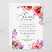 Waterverf papaver 16. 16de verjaardag van legant kaart (Voorkant / Achterkant)