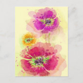 Waterverf papaver 2 briefkaart (Voorkant)