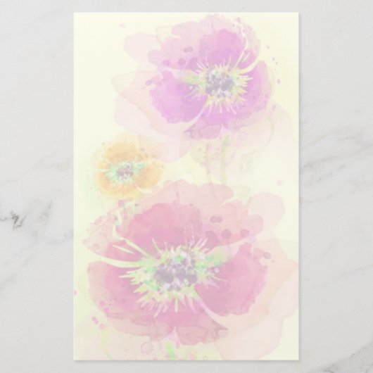 Waterverf papaver 2 briefpapier (Voorkant)