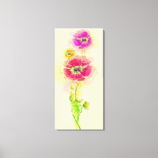 Waterverf papaver 2 canvas afdruk (Voorkant)