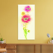 Waterverf papaver 2 canvas afdruk (Insitu (Woonkamer))