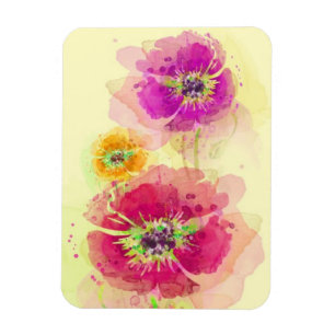 Waterverf papaver 2 magneet