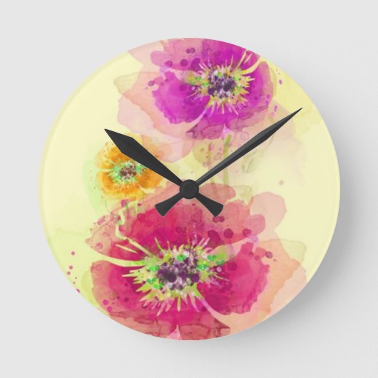 Waterverf papaver 2 ronde klok (Voorkant)