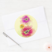Waterverf papaver 2 ronde sticker (Envelop)