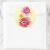 Waterverf papaver 2 ronde sticker (Tas)